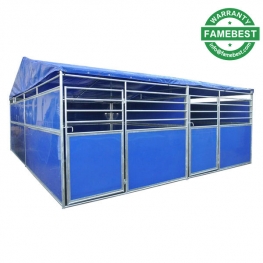 Portable Horse Stall with shelfter In Blue PE Sheet